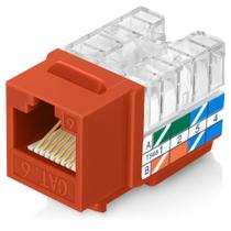 Keystone Jacks Everest, ângulo de 90, RJ45 Cat6, pacote com 50 unidades, laranja