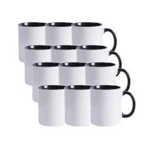 Ki 12 Canecas De Cerâmica Branca Com Interior, Alça e Borda Preta 325ml - Metalnox Ki 12 Canecas De Cerâmica Branca Com Interior, Alça e Borda Preta 325ml - Metalnox