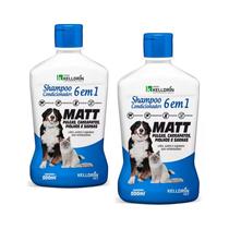 Ki 2 Shampoo e Condicionador Pet 6x1 Anti Pulgas Carrapatos Sarna Cães Gatos