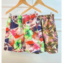 ki 2 short estampado tactel moda verão elastico na cintura