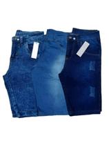 Ki 3 Bermudas Shorts Jeans Masculina Lycra Elastano Lisa Básica Premium