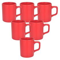 Ki 6 Xícaras Canecas Vermelha Chá Café Cafezinho 90Ml