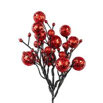 KI Store Red Christmas Berry Picks Decorações Pack de 9 Artificial Glittered Bagries Caules Artesanato Árvore Decoração Enfeites para Natal Patriotic Wreath Guirlanda Decor