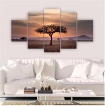Ki5 5 Quadros Decorativos Mosaico Sala Árvore Natureza