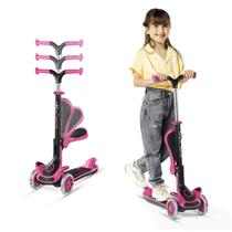 Kick Scooter Lifemaster Kids com assento dobrável, roda LED rosa