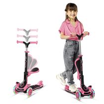 Kick Scooter Lifemaster Kids com assento dobrável, roda LED rosa