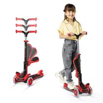 Kick Scooter Lifemaster Kids com assento dobrável, roda LED rosa