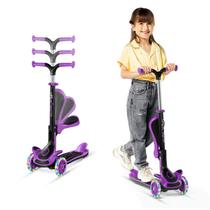 Kick Scooter Lifemaster Kids com assento dobrável, roda LED rosa
