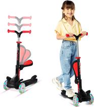 Kick Scooter Lifemaster Kids com assento dobrável, roda LED rosa