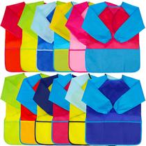 Kids Art Smocks, ziptops, aventais de pintura à prova d'água, pacote com 12