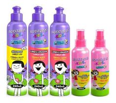 Kids Cabelo Liso Shampoo + 2 Condicionadores + 2 Spray