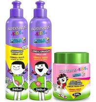 Kids Cabelo Liso Shampoo + Cond + Máscara Bio Extratus