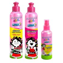Kids Cabelos Cacheados Shampoo + Condicionador e Spray Bio Extratus - Cachinhos modelados