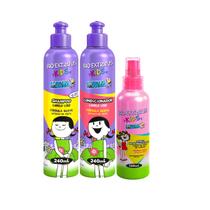 Kids Cabelos Lisos Shampoo + Condicionador e Spray Bio Extratus