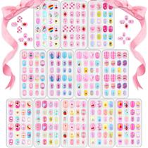 Kids Nails Press ons Acejoz Fake Nail Set para meninas de 8 a 12 anos Kids Nails Press ons Acejoz Fake Nail Set para meninas de 8 a 12 anos