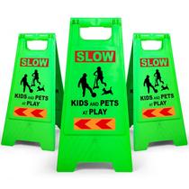 Kids Playing Sign XPCARE, 61 cm, verde, pacote com 3, refletivo