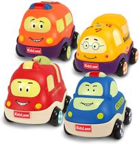 Kidzlane puxa carros para crianças Baby Toy Cars para menino ou menina de 1 a 3 anos Brinquedos de carro soft & robustos puxam para trás Conjunto de 4