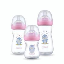 KIIT 3 MAMADEIRAS SERENA PINGUIM ROSA 150 260 e 330ML - PIMPOLHO