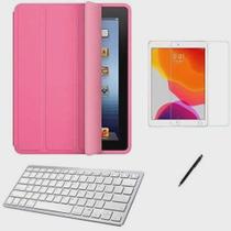 KIit Capa Smaart Case Galaxy A7 10.4 T500/T505 /Can/Pel e Teclado Branco - Suport Tablet -Rosa Pinkk