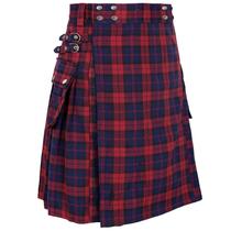 Kilt Usthirit Traditional Highland Tartan para homens, vermelho 3XL