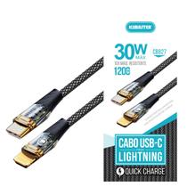 Kimaster cabo 30w lightning pd com led 1,2 metros