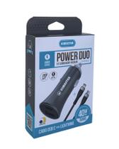 Kimaster cabo lightninig + carregador veicular 40w usb + usb-c
