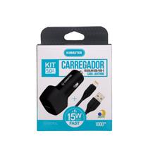 Kimaster carregador veicular 15w + cabo lightning
