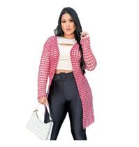 Kimono Blogueira Cardigan Suelen Longo Tricô Feminino Vermelho