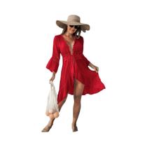 Kimono Boho De Verão Com Amarração Em Renda, Blusa Longa Aberta Na Frente, Saída De Praia