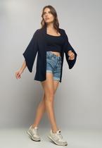 Kimono Canelado Azul Salvatore Fashion Kimono Canelado Azul Salvatore Fashion