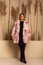 Kimono Cleópatra Estampa Rosa Plus Size - Domenica Solazzo