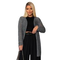 Kimono de Tricot Preto com Branco
