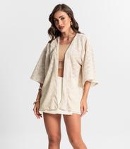 Kimono Feminino Em Tricot Endless Bege Kimono Feminino Em Tricot Endless Bege