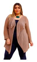 Kimono Feminino Plus Size Casaco Tricot Cardigan Básico