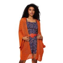 Kimono Feminino Tricot Colete Amplo Ponto Rendado Saida Praia Verão Aberto TR0348 Kimono Feminino Tricot Colete Amplo Ponto Rendado Saida Praia Verão Aberto TR0348