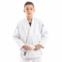 Kimono infantil draken jiu jitsu, judô trançadinho branco com faixa branca simples grátis Kimono infantil draken jiu jitsu, judô trançadinho branco com faixa branca simples grátis