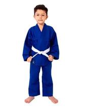 Kimono Jiu Jitsu e Judô Combate Infantil Azul Com Faixa Branca Torah