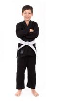 Kimono Jiu Jitsu e Judô Combate Infantil Preto Com Faixa Branca Torah Kimono Jiu Jitsu e Judô Combate Infantil Preto Com Faixa Branca Torah