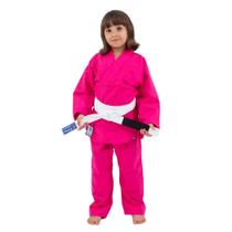 Kimono Jiu Jitsu e Judô Combate Infantil Rosa Com Faixa Branca Torah
