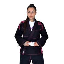 Kimono Jiu Jitsu Feminino Preto Costura Rosa Pink Invictus Kimono Jiu Jitsu Feminino Preto Costura Rosa Pink Invictus