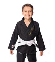 Kimono Jiu Jitsu Infantil Sarja Preto com Dourado Kimono Jiu Jitsu Infantil Sarja Preto com Dourado