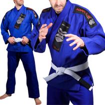 Kimono Jiu-jitsu Masculino Competidor Competição Profissional Adulto Trançado Preto Azul Branco Gorilla