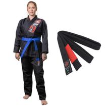 Kimono Jiu JItsu Trançado Reforçado Choke Preto Naja Adulto Unissex Profissional + Faixa Kimono Jiu JItsu Trançado Reforçado Choke Preto Naja Adulto Unissex Profissional + Faixa