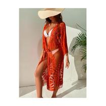 Kimono, maiô, passeio de praia, verão, renda de nylon, bege/preto Kimono, maiô, passeio de praia, verão, renda de nylon, bege/preto