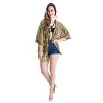 Kimono Paetê Com Top Feminino Adulto de Carnaval
