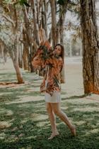 Kimono Petra seda santorini Cor estampado Tamanho 38 ao 46