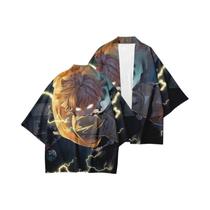 Kimono plus Size Com Estampa Digital 3D De Demon Slayer, Capa De Anime, Traje De Dança Japonês, Top