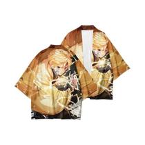 Kimono plus Size Com Estampa Digital 3D De Demon Slayer, Capa De Anime, Traje De Dança Japonês, Top
