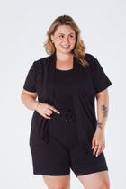 Kimono Plus Size Reto Manga Curta Viscolycra Preto Lia Kimono Plus Size Reto Manga Curta Viscolycra Preto Lia