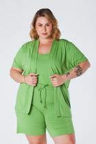 Kimono Plus Size Reto Manga Curta Viscolycra Verde Lia Kimono Plus Size Reto Manga Curta Viscolycra Verde Lia